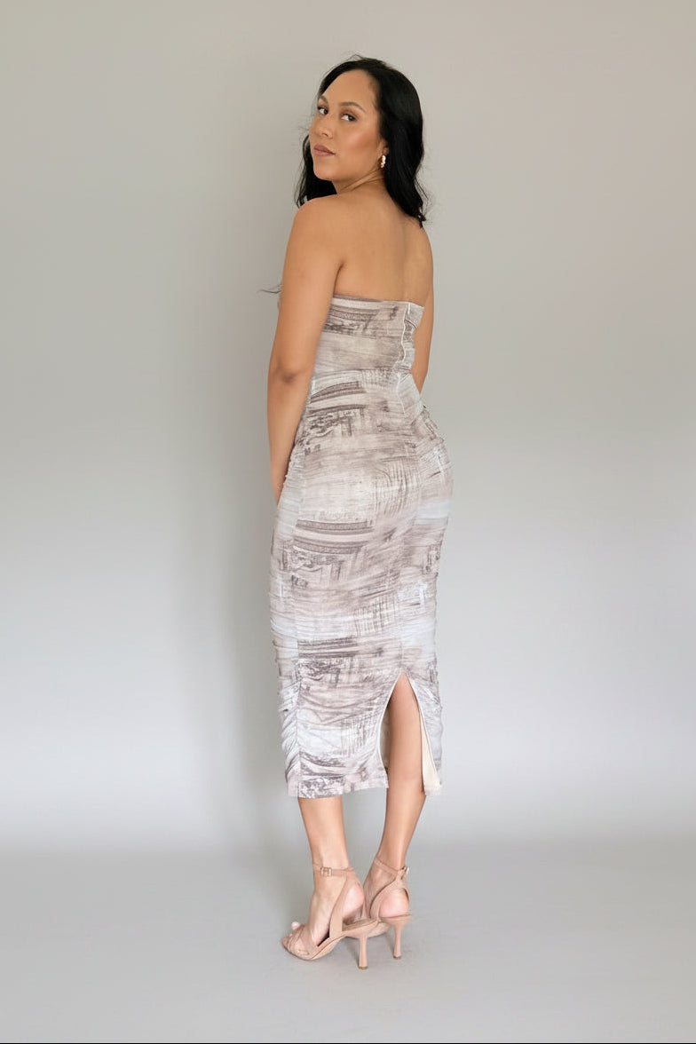 Celia Stone Print Midi Dress