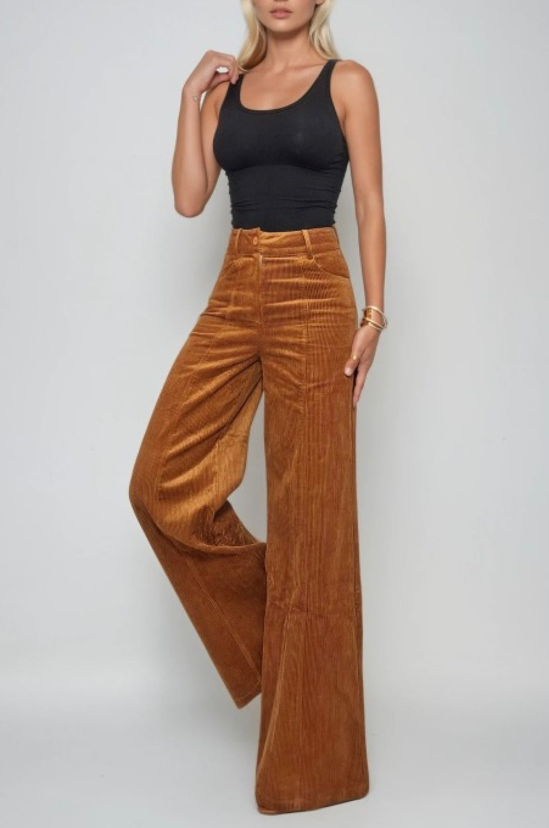 Toffee Brown Corduroy Wide Leg Pant