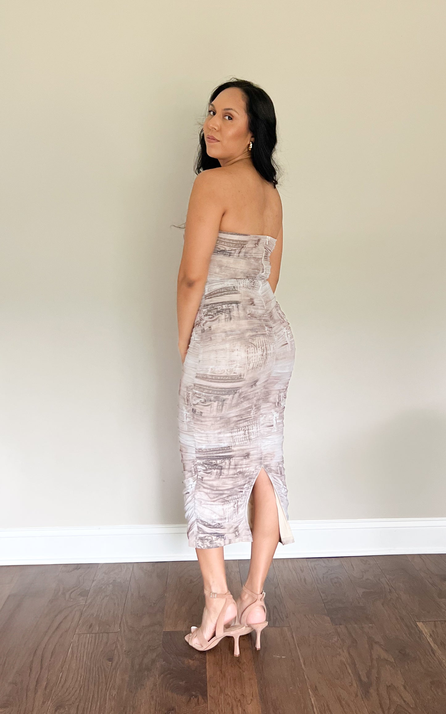 Celia Stone Print Midi Dress