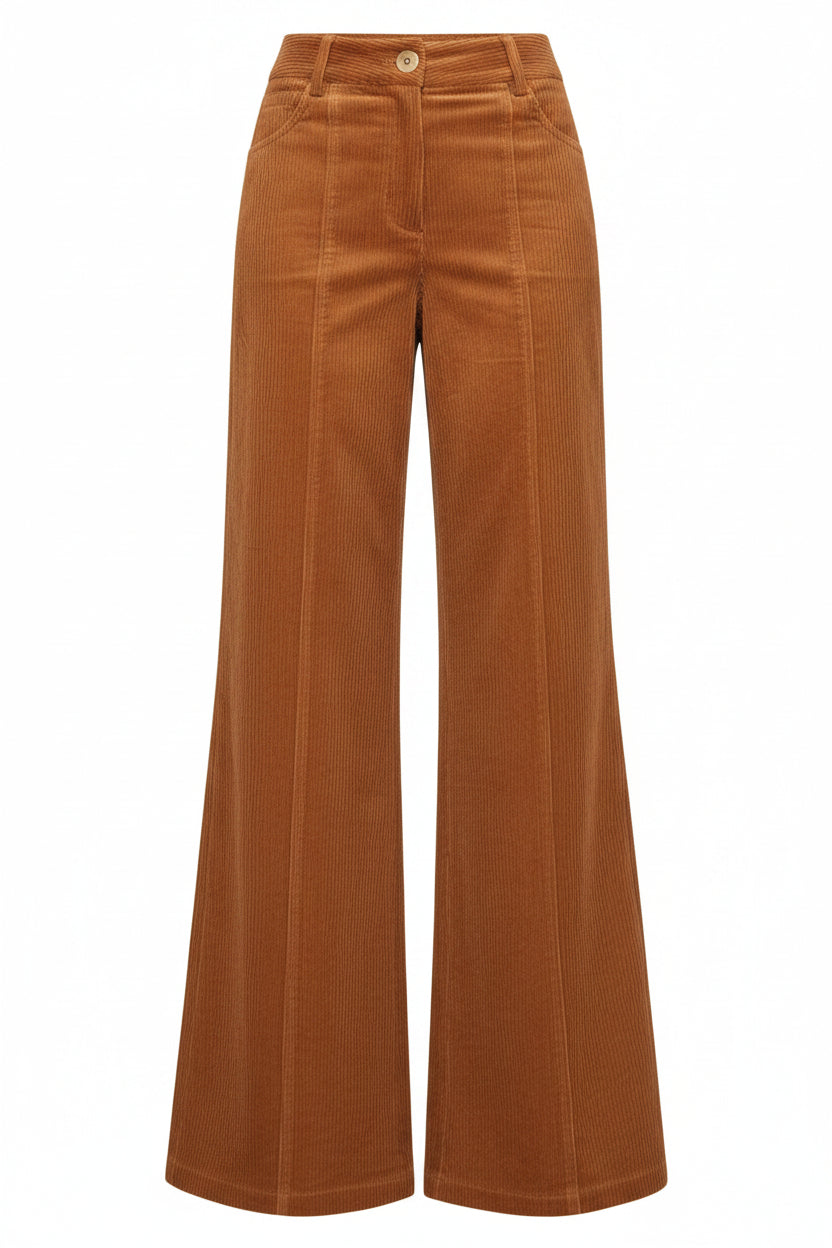 Toffee Brown Corduroy Wide Leg Pant