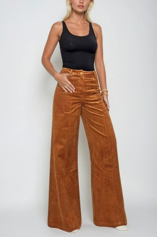 Toffee Brown Corduroy Wide Leg Pant